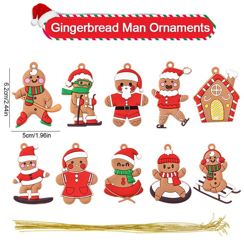 10pcs Sport Gingerbread Man Pendants Christmas Tree Hanging Ornament 2025 Xmas Noel Navidad Home Decoration New Year Gift 2025