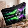 Borussia Mönchengladbach Personalized Fleece Blanket With Football Logo, Custom Name Text Soft Warm Home Throw Blanket