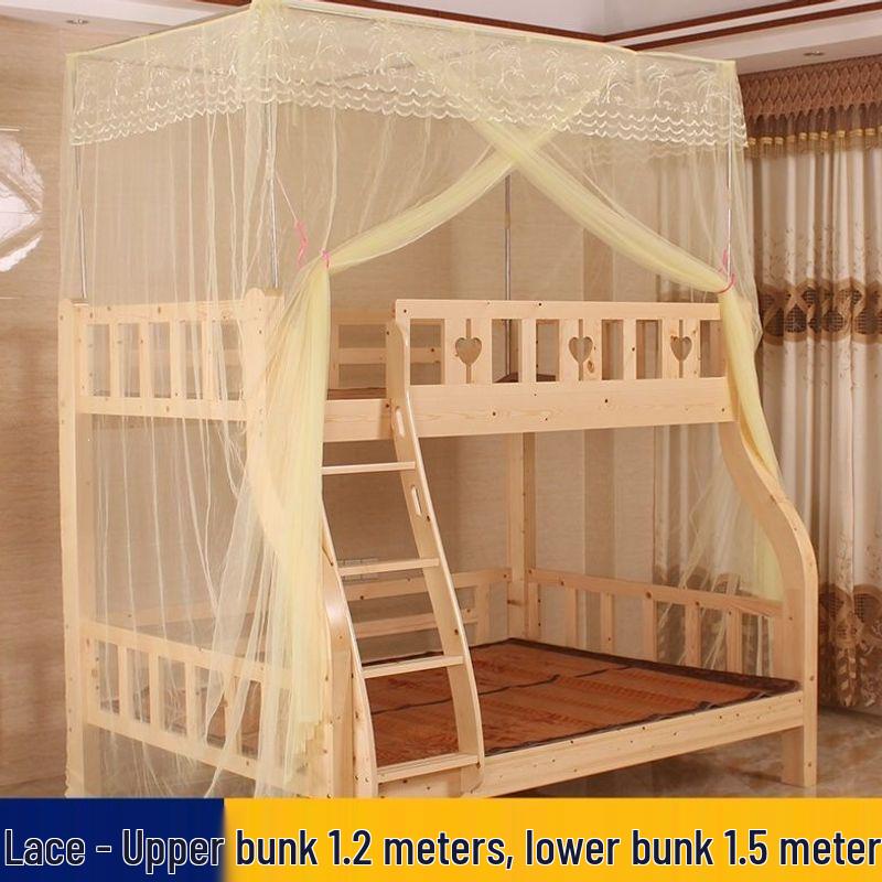 Child & Mother Integrated Bunk Bed with Double Layer Encrypted Mosquito Net and Thickened Support