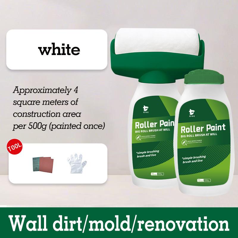 Large paint roller for graffiti indoors; wall covering paint for renovation and repair; white emulsion paint coating