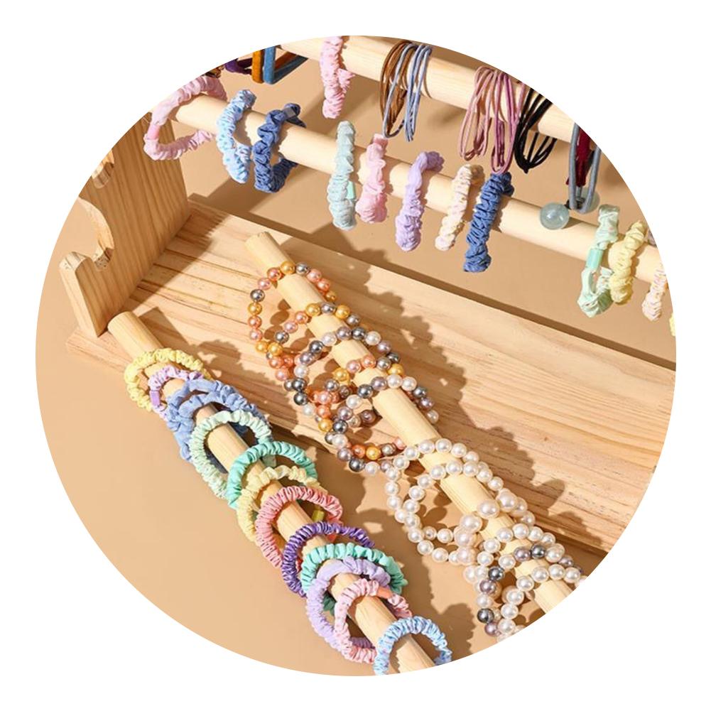 Wooden Bracelet Display Stand Multi Layer Bangle Storage Rack Multi-Function Jewelry Organizer for Watch Bracelet Scrunchie