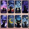 Art Black Cat Starry Night Phone Case For Samsung S25,S24,S21,S22,S23,S30,Ultra,S20,Plus,Fe,Lite,Note,10,9,5G Black Soft Cover