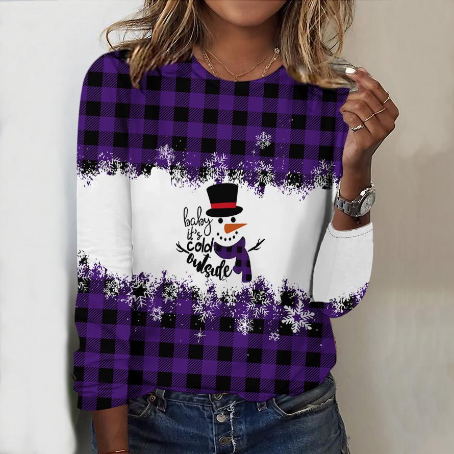 2025 Autumn & Winter Women's New Casual Crew Neck Long Sleeve Top 3D Christmas Pattern Ideal Halloween Christmas Gift