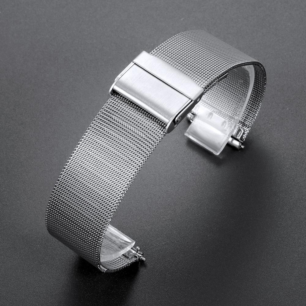 

18mm 20mm 22mm Stainless Steel 0.4 Mesh Milanese Universal Watch Band Quick Release Replacement Strap for Men Women for Omega 18mm срібний