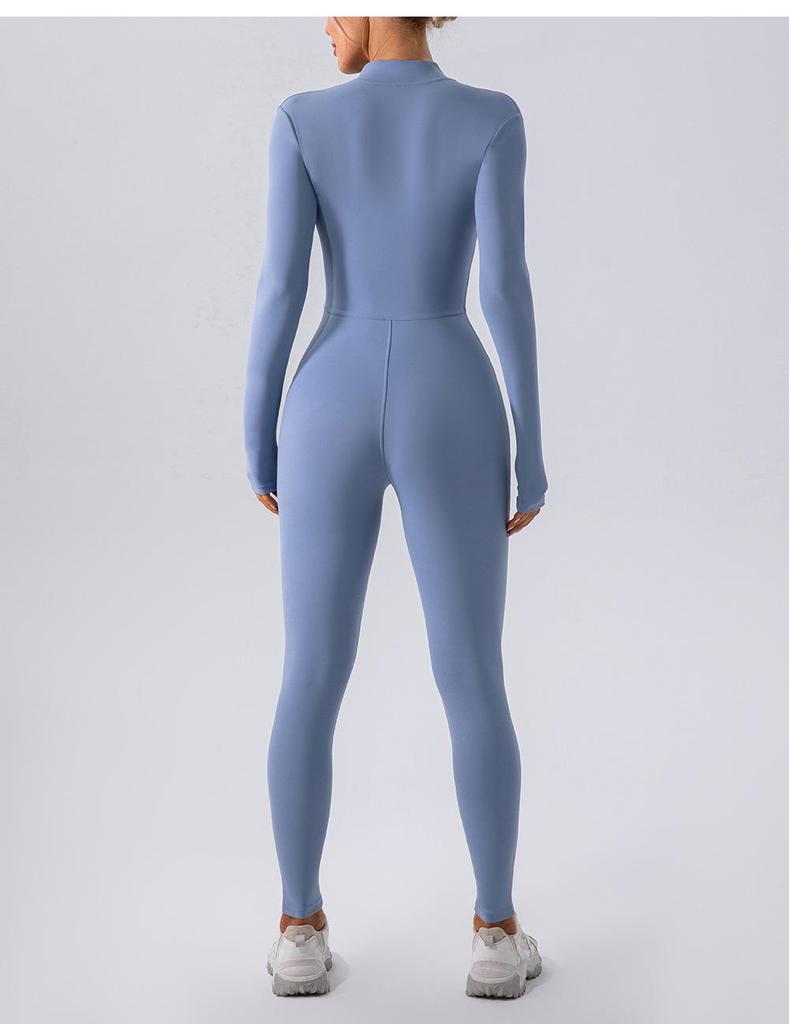 European & American Winter-Style Velvet Brushed Warm Yoga Onesie - Long-Sleeved Fitness Tights for Women