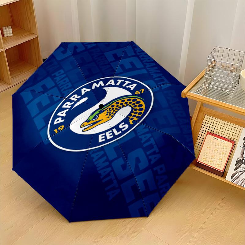 Parramatta Eels Print Auto 8?Ribs Folding Umbrella Wind Resistant Lightweight Automatic Umbrella For Daily Travel