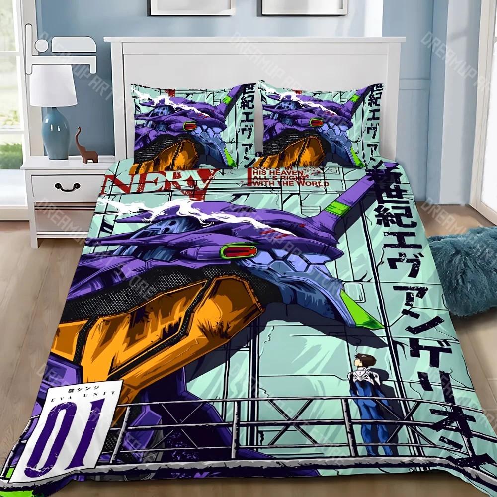 3D Print Anime E-evangelion V-eva A-genesis Duvet Cover Pillowcase Bedding Set Adult Boy Girl Bedroom Decoration Children Single