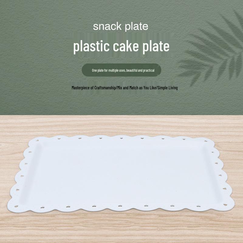 Rectangular Plastic Dessert Plate - Ideal for Fruits, Mousse, Pastries, Cookies, and Snacks