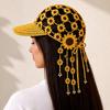 Sunflower Lattice Baseball Cap Breathable Hollow Out Adjustable Unisex Summer Sun Hat Floral Butterfly Yellow Orange Green