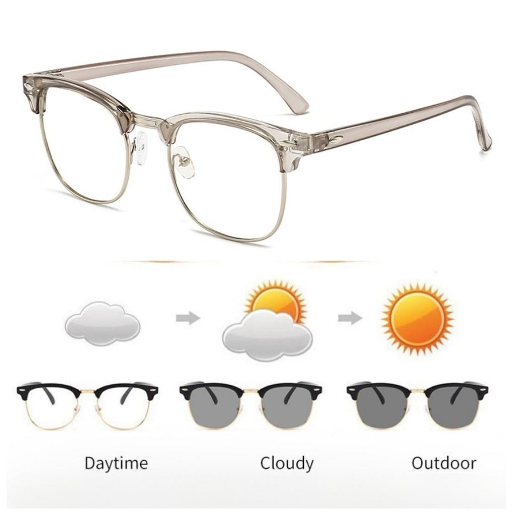 Pochromic Glasses Anti Radiation Metal Anti Blue Light Eyeglass for Women Men Replaceable Lens Glasses