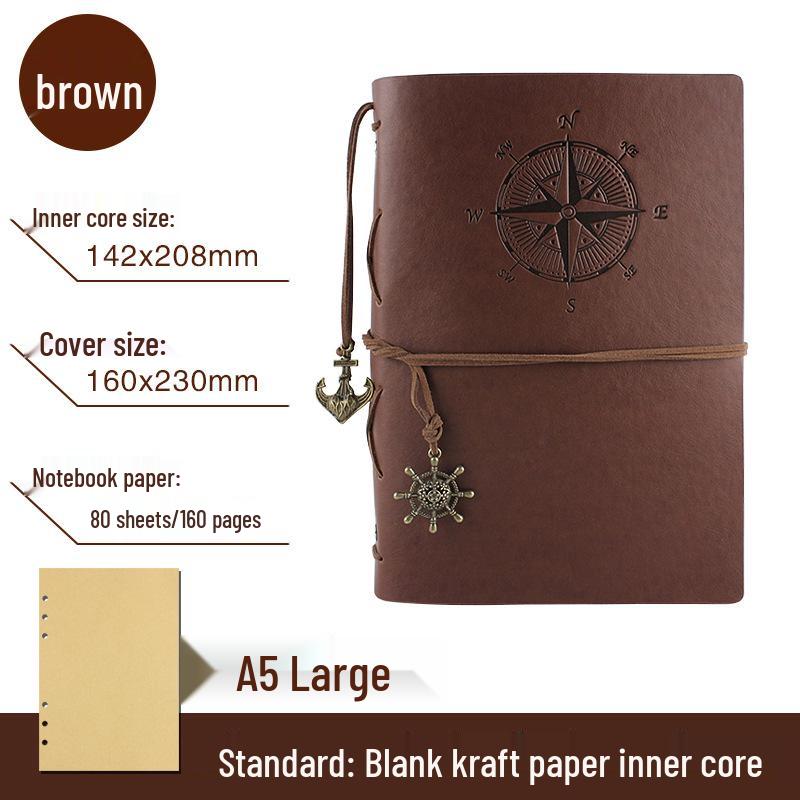 Korean Retro Loose-leaf Notebook: Creative Travel Diary with Pirate Ship Design