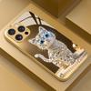 Diamond Cat Electroplated Glass Phone Case Suitable for iPhone 17 16 15 14 13 12 11 Pro/Max/Plus Anti Drop and Shockproof