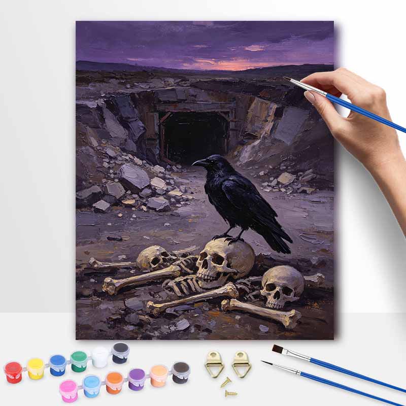 Halloween Digital Oil Painting Raven And Night Landscape Coloring Painting Hand Painting Home Decoration