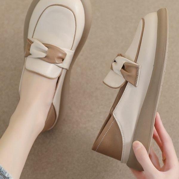 Le Fu Shoes Women 2025 Spring and Autumn Fashion Versatile Thick soled Small Leather Shoes Pregnant Women Single Shoes Women