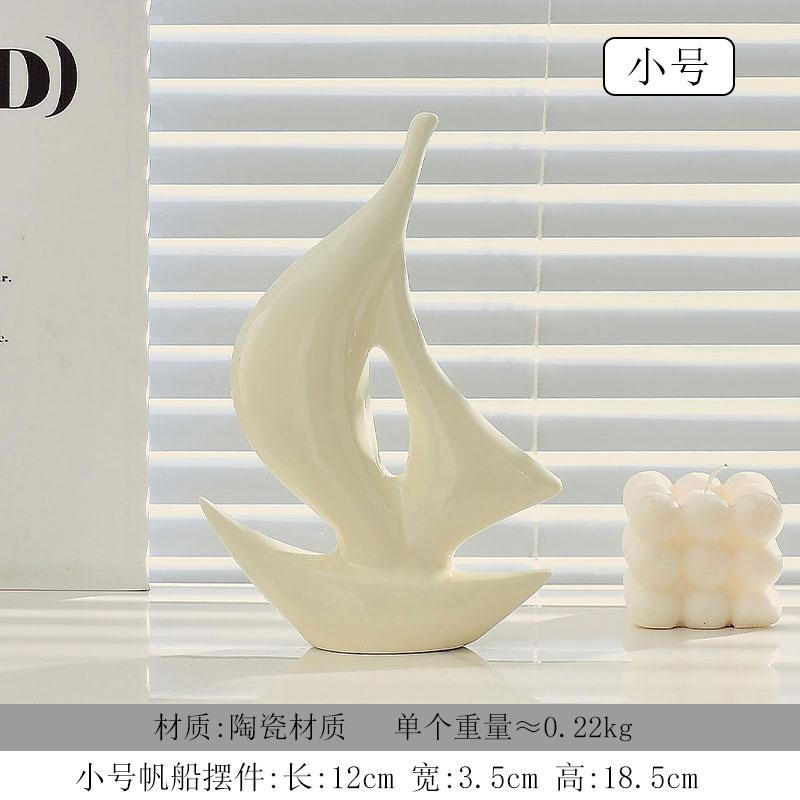 Home Ceramic Sailing Ornaments Luxury Living Room Wine Cabinet TV Cabinet Office Decoration Ceramic Crafts Housewarming Gift