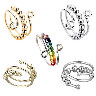New Rotating Colored Opening, Rotating Rainbow Beads, Manual Winding, Anxiety Ring, Decompression Ring.