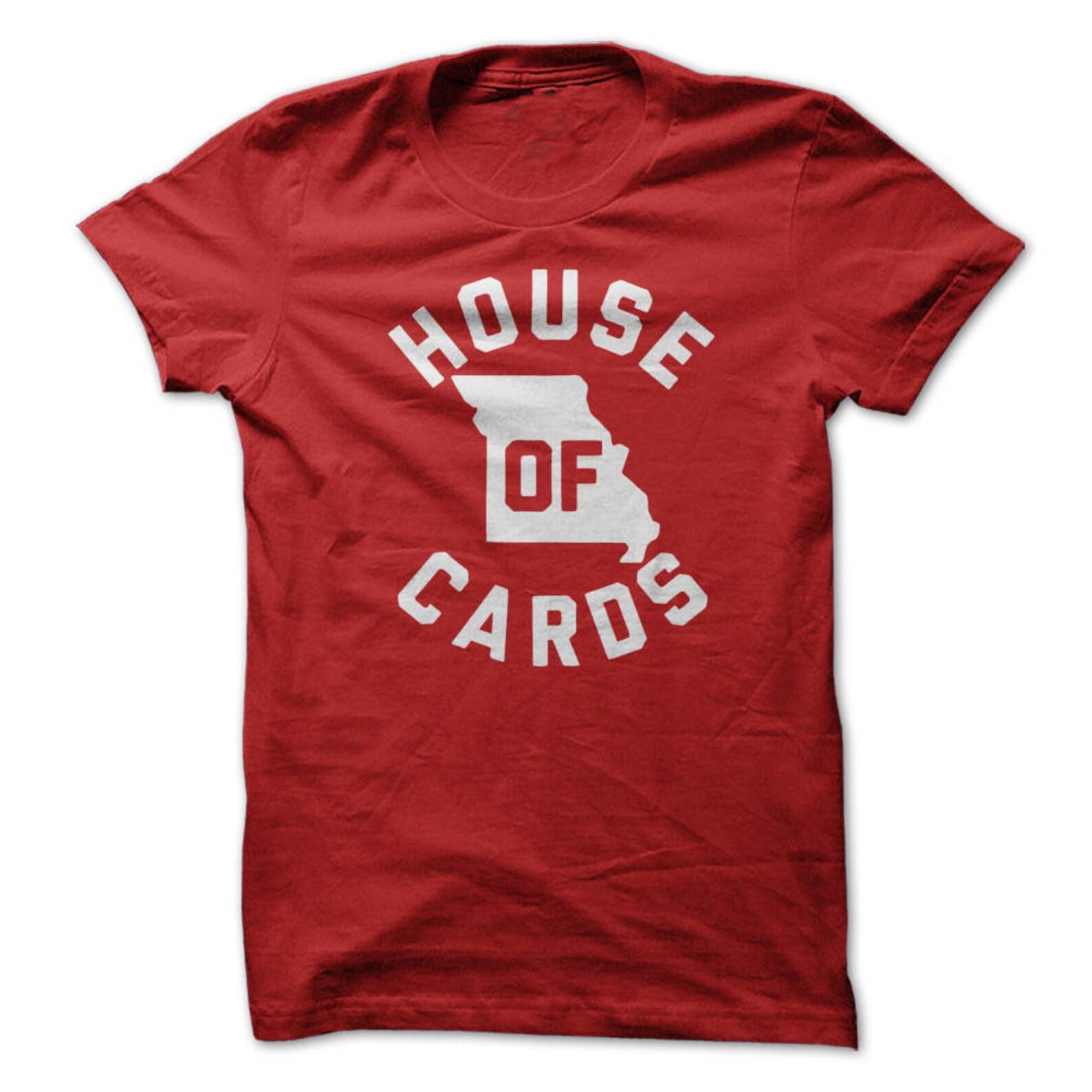 House of Cards T-Shirt Design - Red Shirt with White Print 3XL