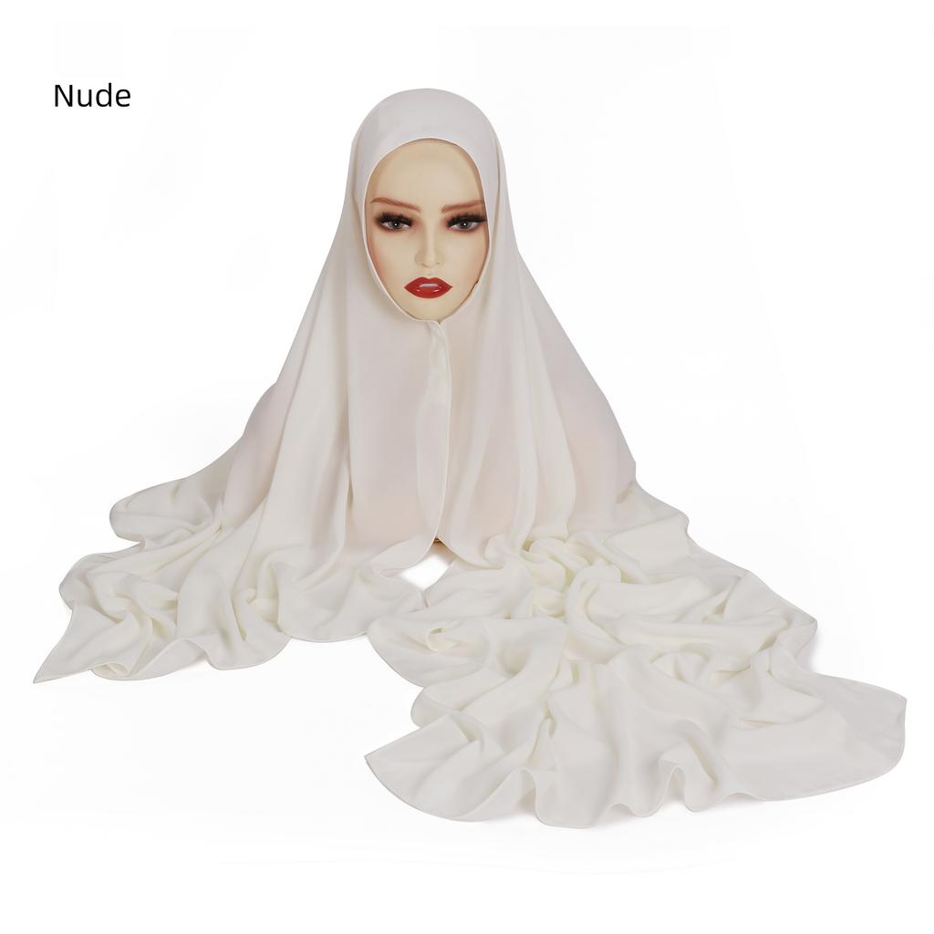 Women Heavy Chiffon Hijab Scarf Premium Chiffon Muslim Hijabs Plain Good Stitching Maxi Wrap Solid Color Musulman Femme Shawls
