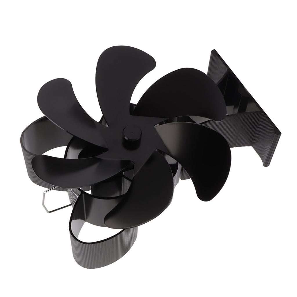 6 Blade Heat Powered Stove Fan for Wood Fireplace Chimney Fireplace Fan Increases Warm Air Silent Operation Black