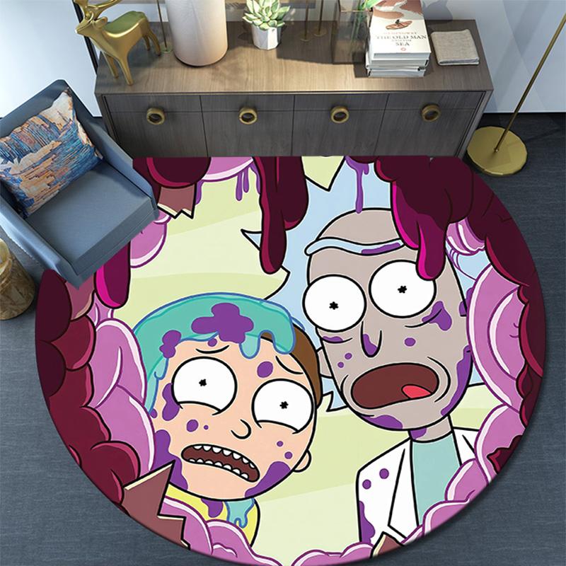 Rick and Morty2 Round Area Rug,Carpet Rug for Living Room Bedroom Sofa Playroom Decor,Non-slip Floor Mat