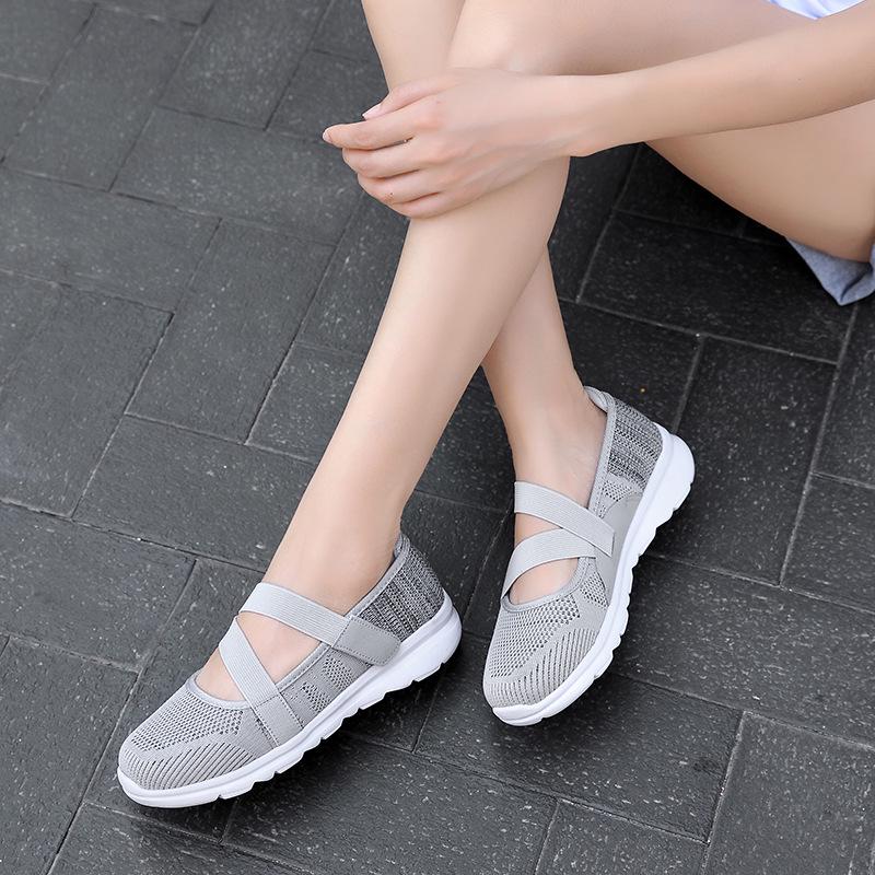 Wish New Fly-woven Mesh Breathable Women's Shoes Soft-soled Non-slip Flat-soled Mother Shoes Shallow Mouth Foot Shoes 35-42