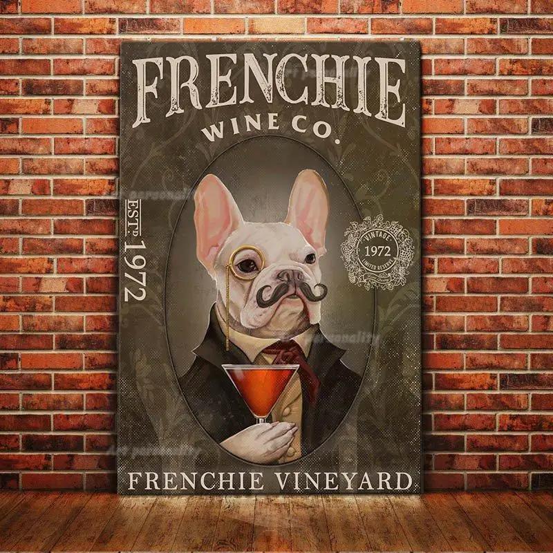 French Bulldog Coffee Club Dogs Metal Sign Funny Fries Tin Poster Home Decor Bar Wall Art Painting Dog Lover Poster xinch