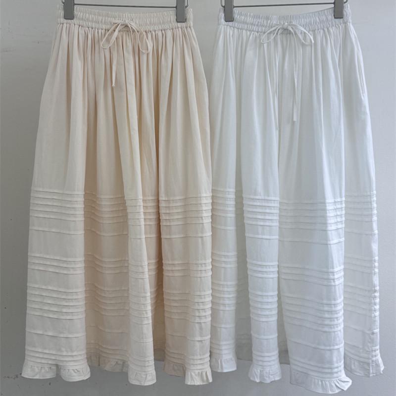 Spring 2026 Korean Style Ruffled A-line Slimming Skirt with Pockets