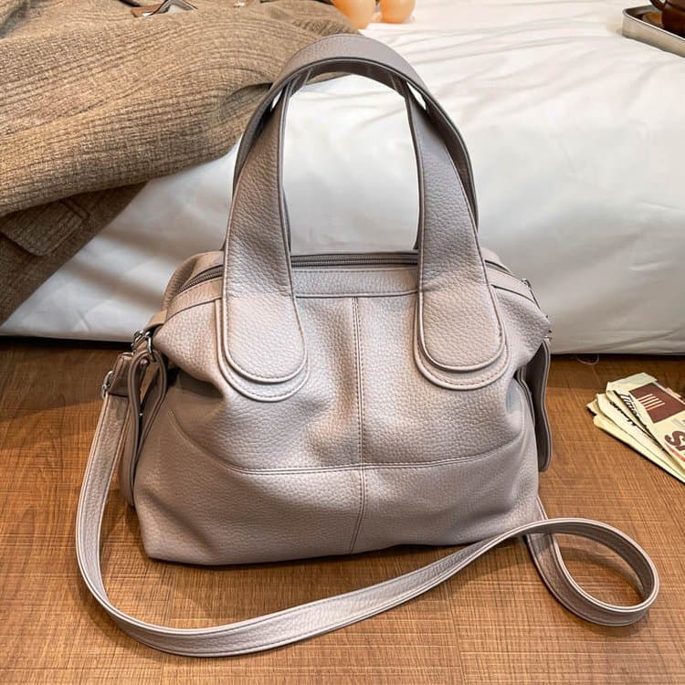 Lychee pattern soft leather large capacity handbag women s shoulder bag