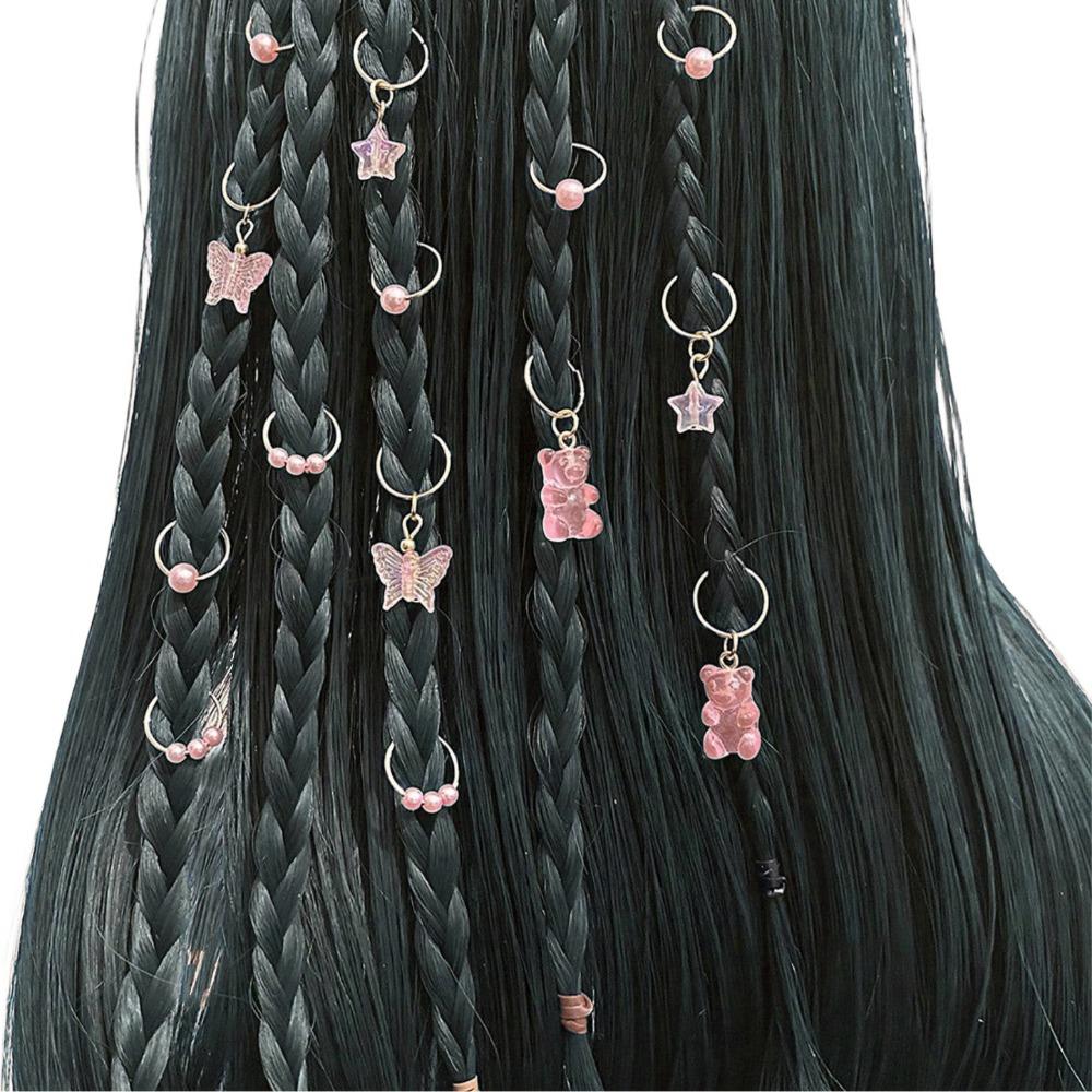 14pcs Butterfly Bear Mixed Hair Rings Set Dread Locks Hair Braid Tubes  Hair Jewelry