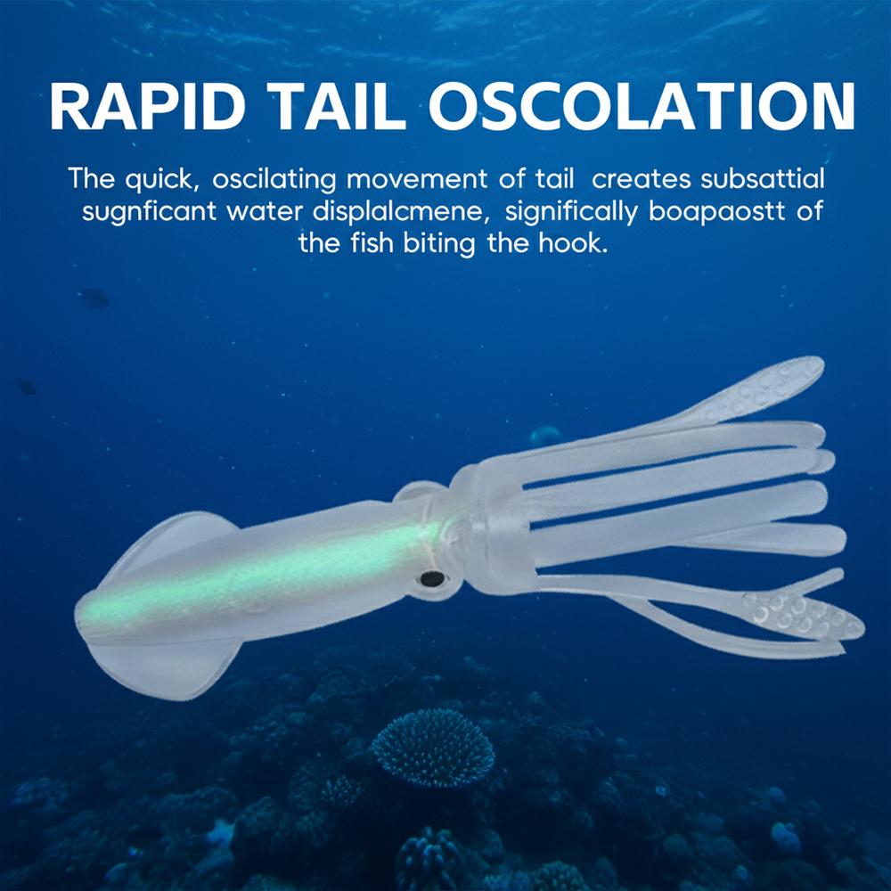 Luminous Soft Squid Lures Hollow Biomimetic Octopus Head Wobbler Deep Sea Boat Trolling Fake Bait 3D Squid Bait for Fishing