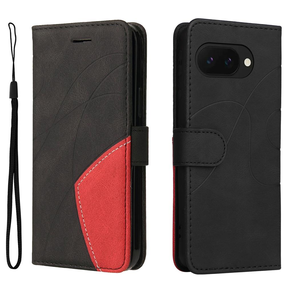 For Google Pixel 9a Leather Case Wallet Stand Color Splicing Phone Cover