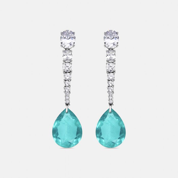 Boucles d'oreilles - Luxenter - Kim - Argent 925 - Quartz hydrothermal vert - Plaqué rhodium