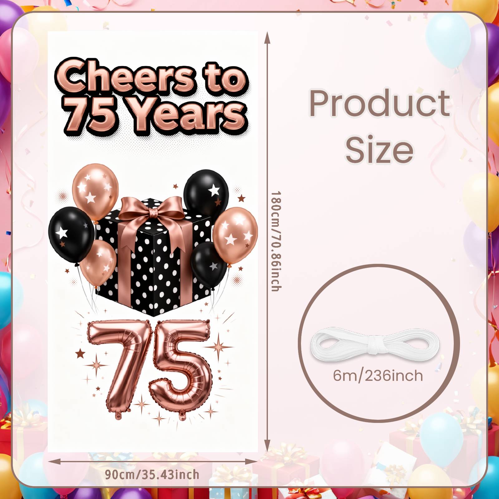 

Cheers To 75 Backdrop Star Printed Balloons 75th Birthday Banner 75th Anniversary Display Sparkle Accent For Family Reunion