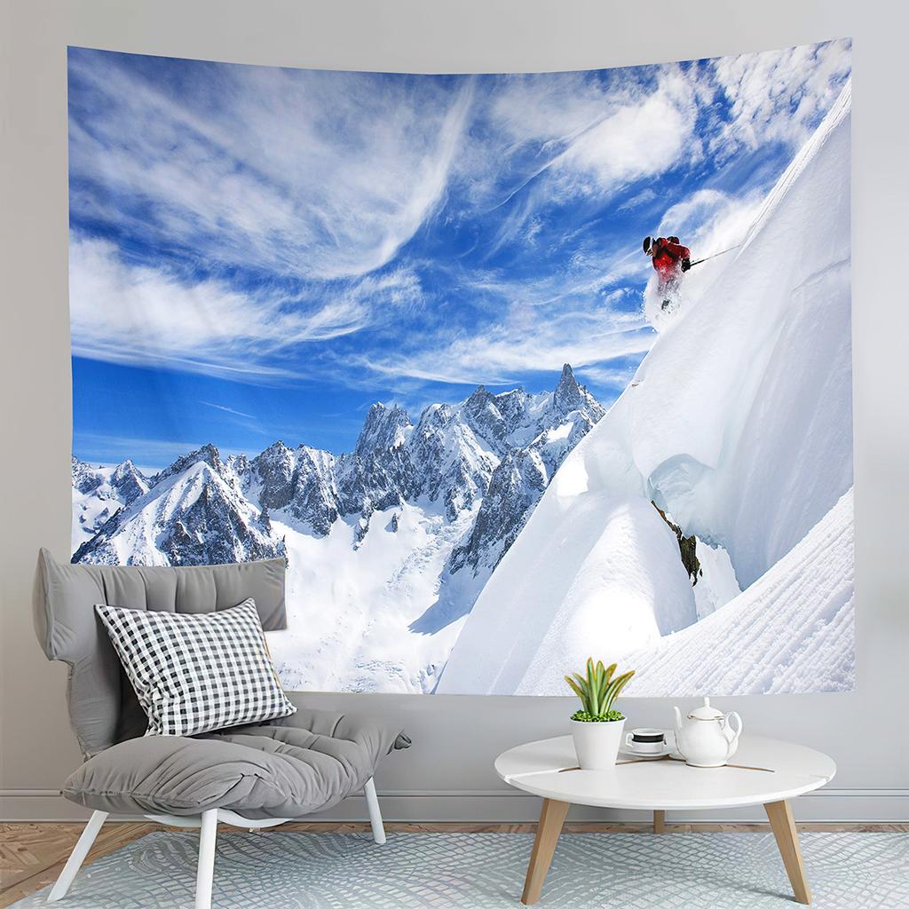 Winter Ski Tapestry Extreme Sports Hobby Tapestry Skiing Downhill Tapestry Home Living Room Bedroom Dorm Decor Background Cloth
