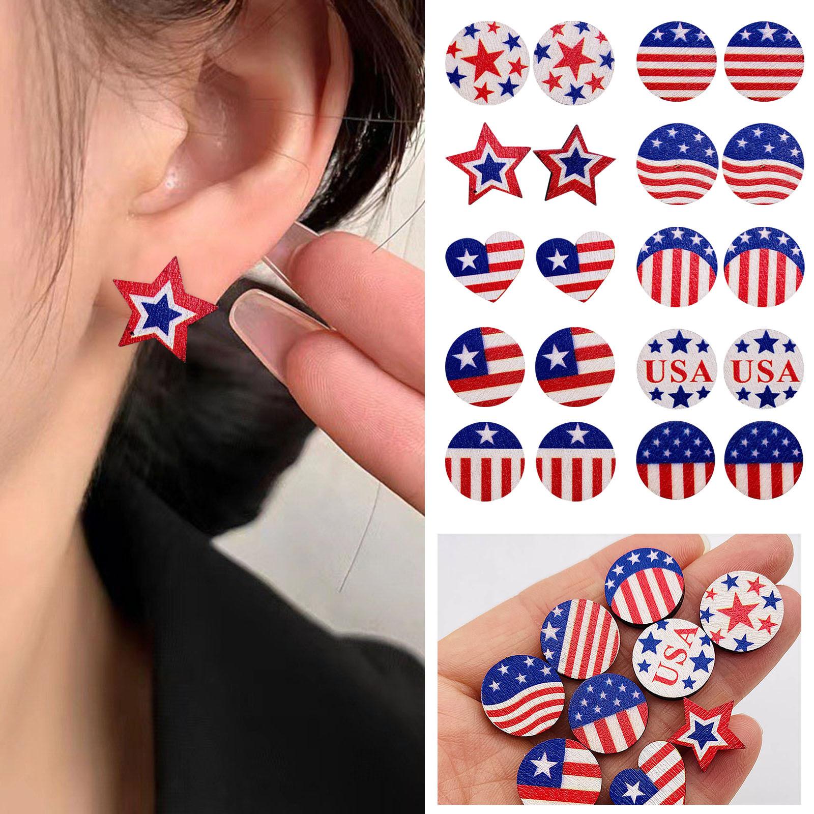 

(Куниде) Женские серьги с креативным принтом ко Дню независимости и модным стилем, ювелирные украшения