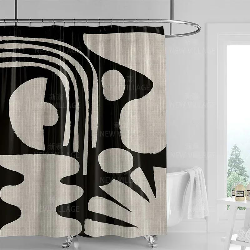 

Abstract Geometric Graffiti Shower Curtain Nordic Minimal Wind Waterproof Fabric Bathroom Curtain Shower Curtain 180X200 90x180cm