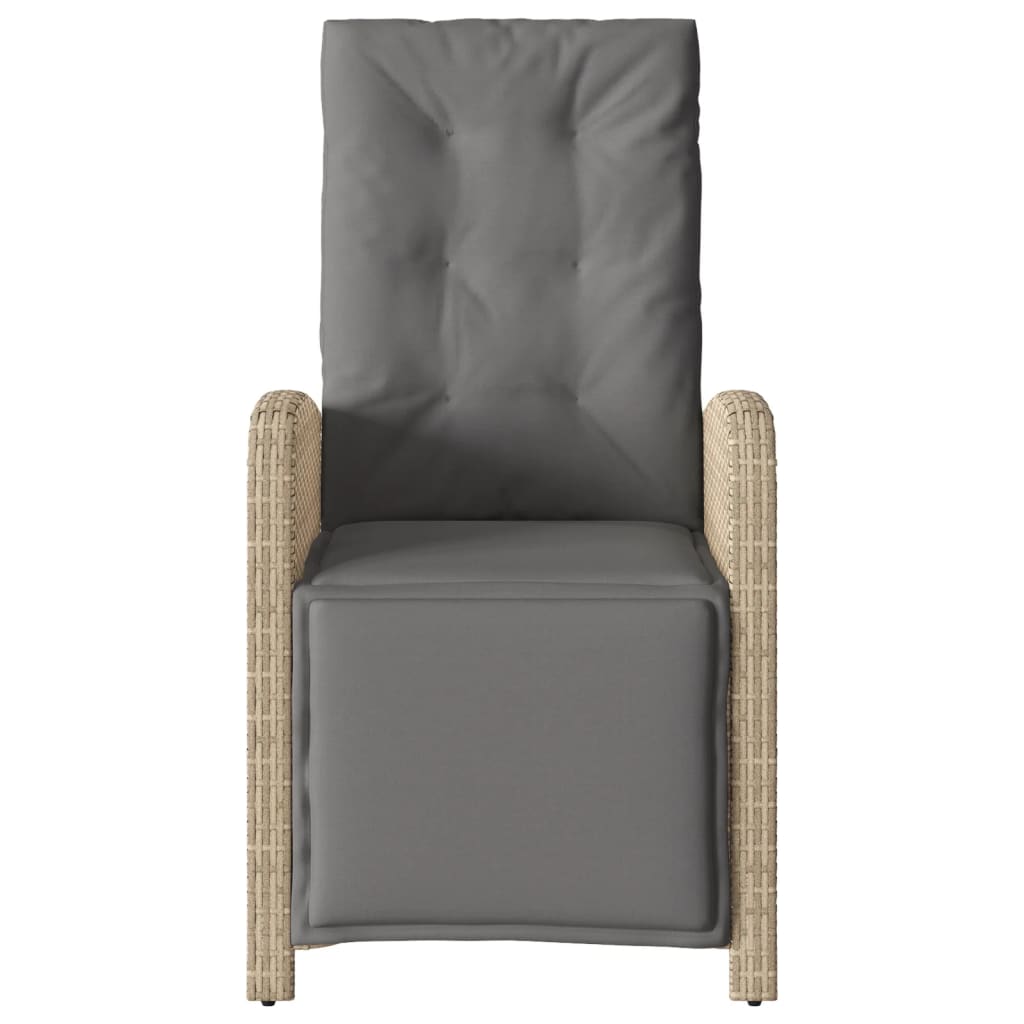 Garden Armchair with Footrest Adjustable Beige Mix Poly Rattan