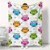 Bright Cartoon Owl Pattern - Soft and Warm Seasonal Blanket, Suitable for Naps, Camping, Traveling and Home Decoration