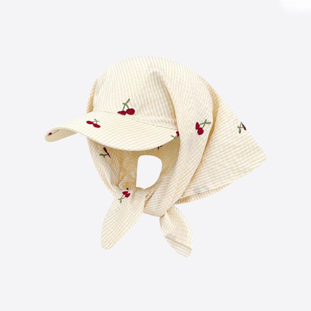 Casquette à Visière Écharpe Douce à Carreaux Simple Protection Solaire Chapeaux de Plage Outdoor