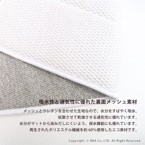 Oka PLYS Base Absorbent Draining Mat, Large, Approx. 35 X 45 Cm (Gray)