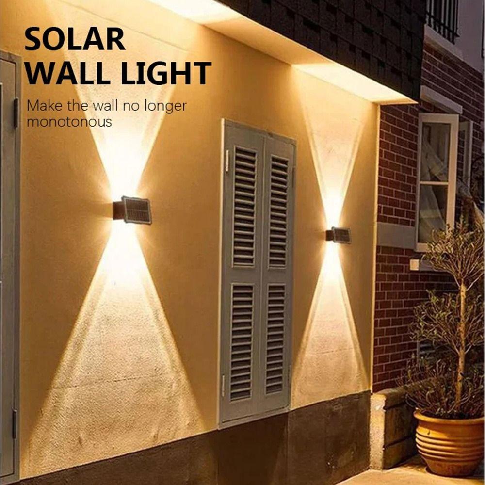 Warm/White/RGB Lights Solar Wall Lamp IP65 Waterproof Automatic Outdoor Lighting  Courtyard