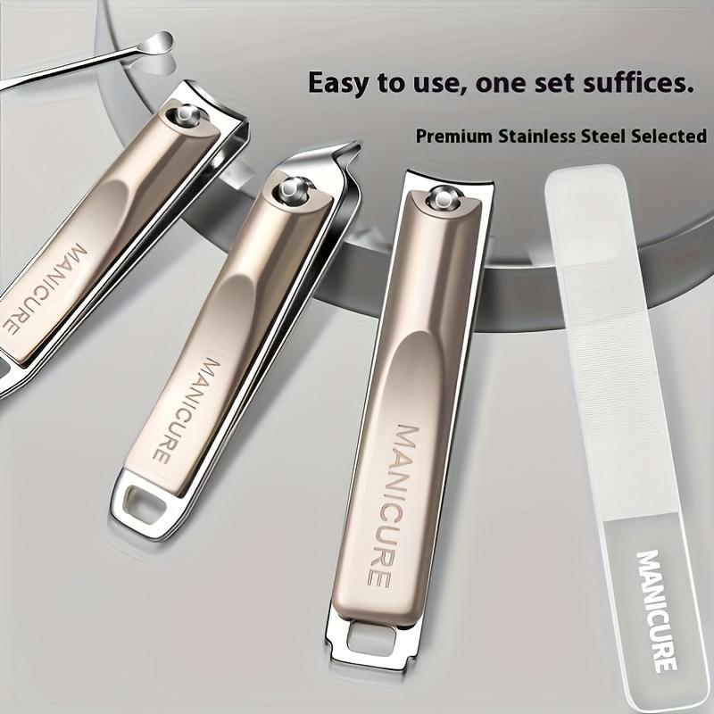 5pcs Sharp and Durable Stainless Steel Nail Clippers Set with Ear Scoop Precision Grinding & Anti-Splash Rotating Case