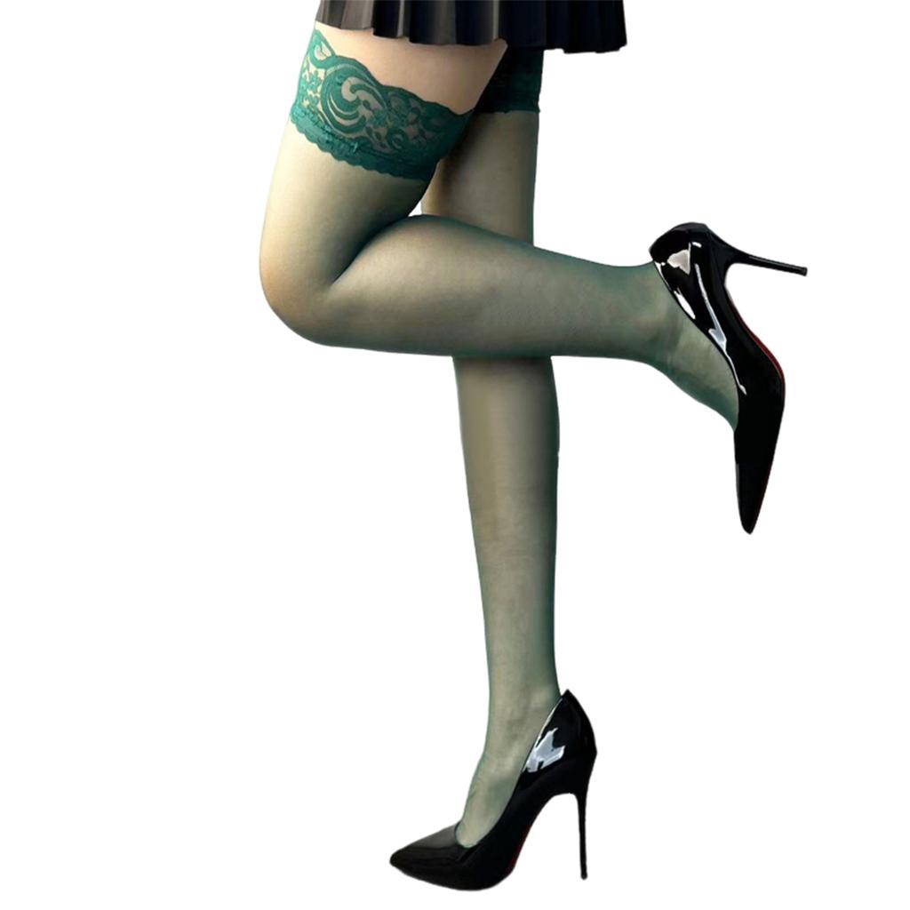 Over The Knee Socks Women Silk Thigh High Stockings Silicone Lace Top Pantyhose