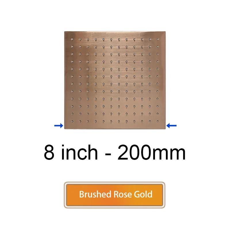 Bathroom Accessories Bath Square Rain Shower Head Quality Brass Shower, Brushed Gold, Rose, Black, Chrome, Brushed Grey