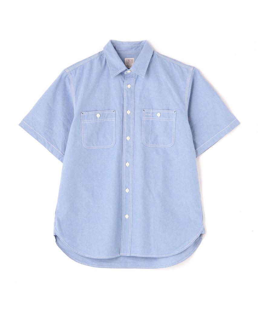 AVIREX DAILY BASIC CHAMBRAY S/S SHIRT Men's L 110 Blue 783-3923003