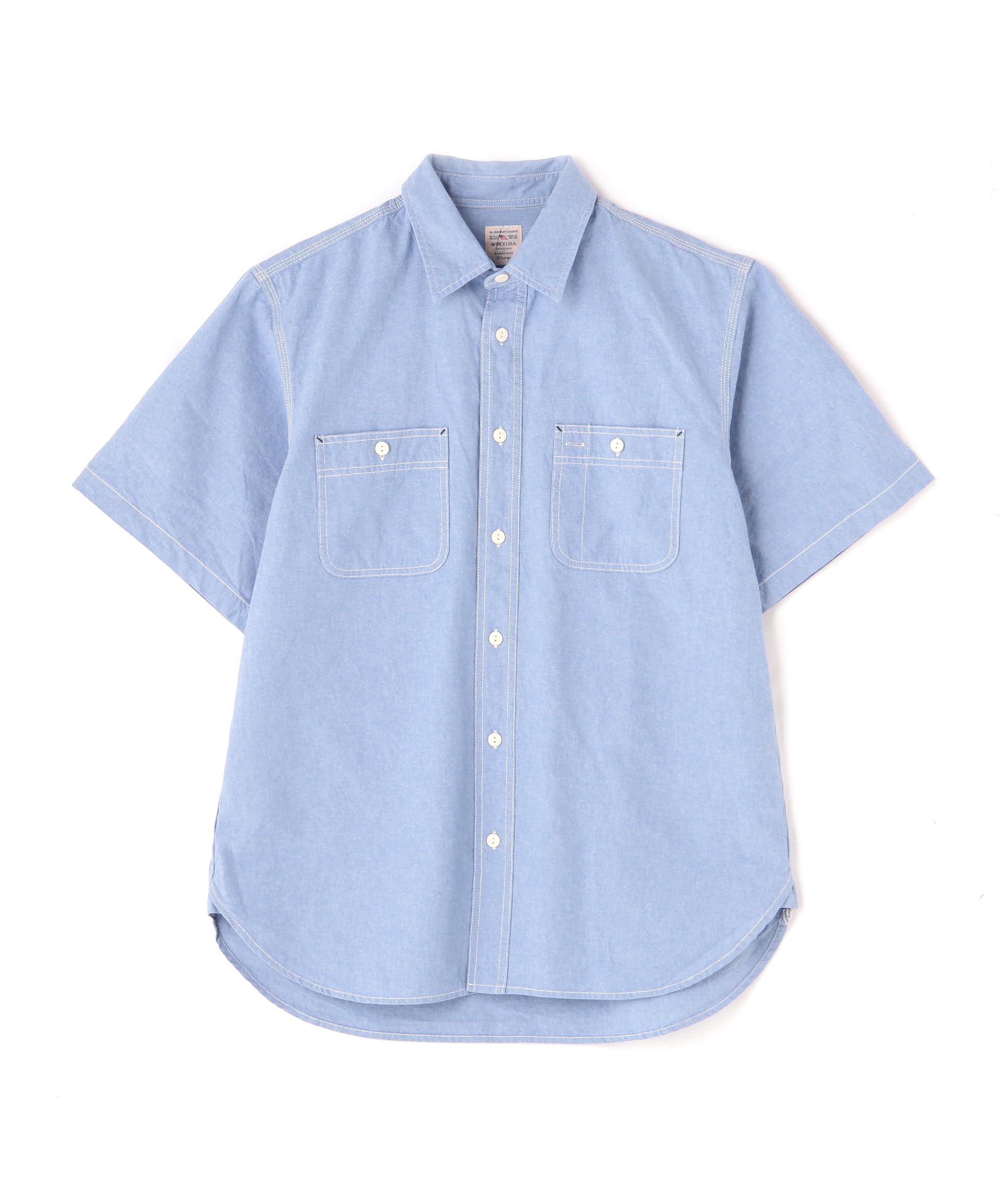 

AVIREX DAILY BASIC CHAMBRAY S/S SHIRT Men s L 110 blue 783-3923003
