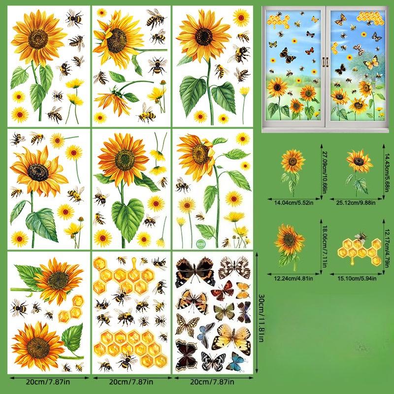 

Cartoon Cute Spring Flowers Indoor Bedroom Living Room Background Wall Decoration PVC Electrostatic Stickers Window Glass Stickers