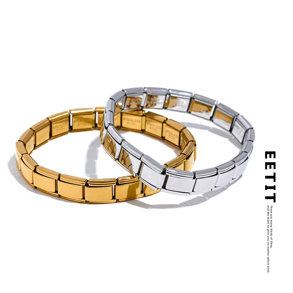 

Eetit 316 нержавеющая сталь квадратный металлический эластичный браслет 2023 модная эффектная текстура водонепроницаемые украшения на запястье праздничный подарок