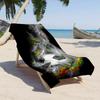 Dynamic Sports Beach Towel, Black Background Glitch Flame Soccer Ball Print Bath Towel, Stylish Soccer Fan Beach Blanket 1pcs