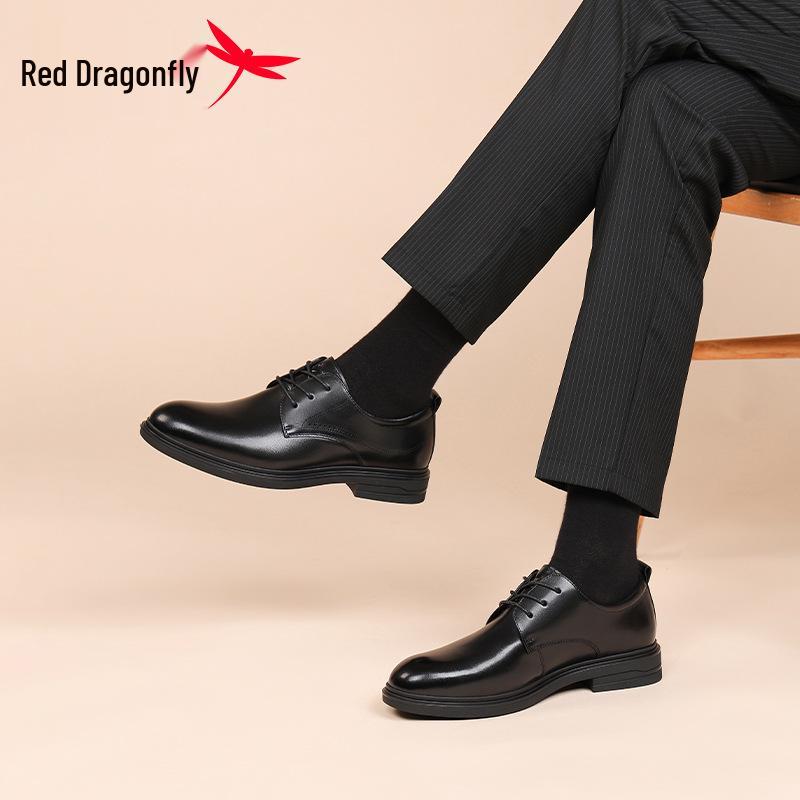 Red Dragonfly Men's 2025 Leather Derby Shoes - Genuine Leather Formal Business Suit Shoes